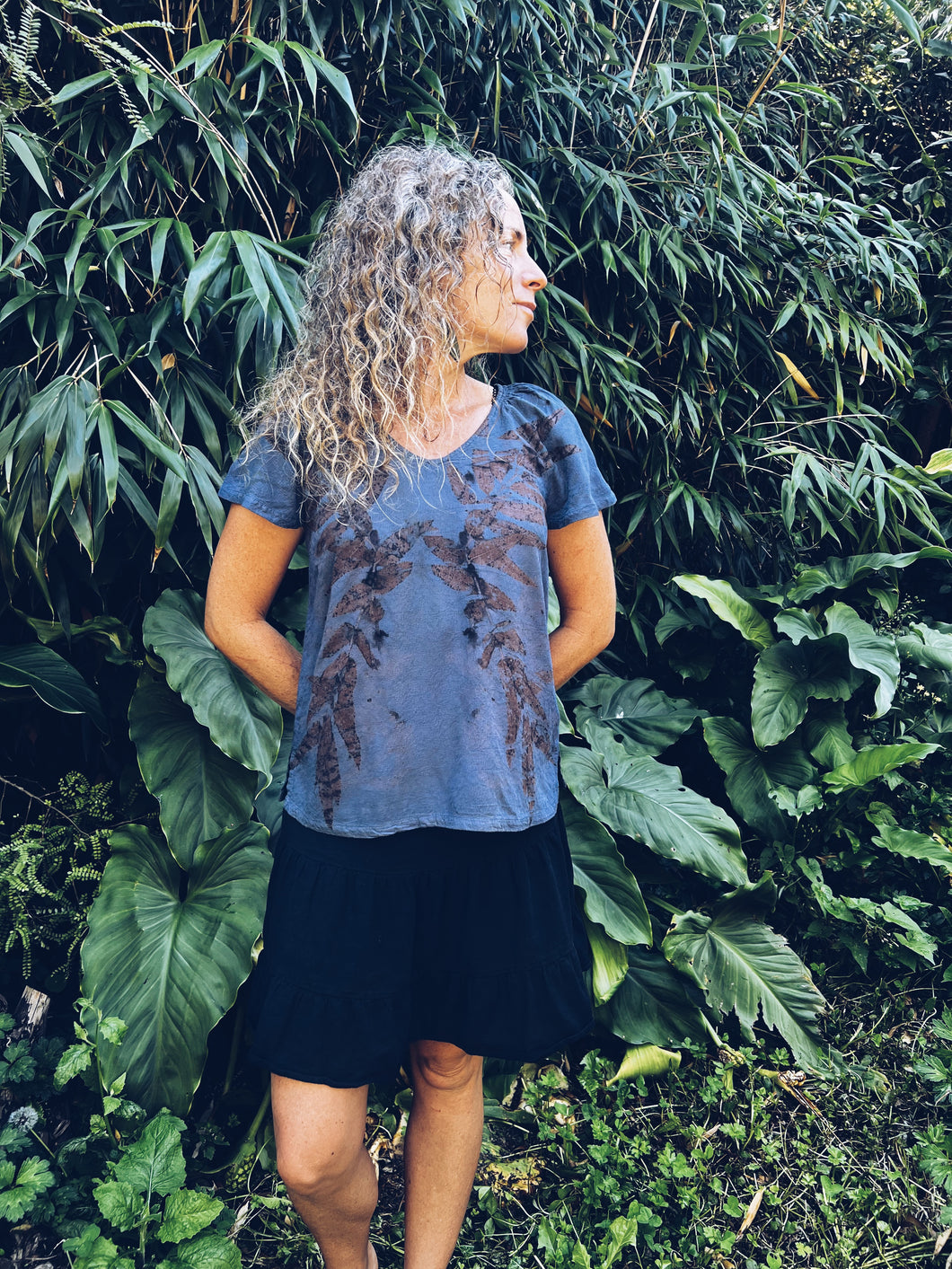 Blue Botanical top ~ S/M