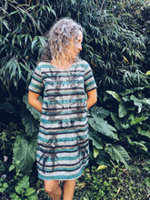 Load image into Gallery viewer, Blue Stripes Botanical dress ~ Linen ~ M/L
