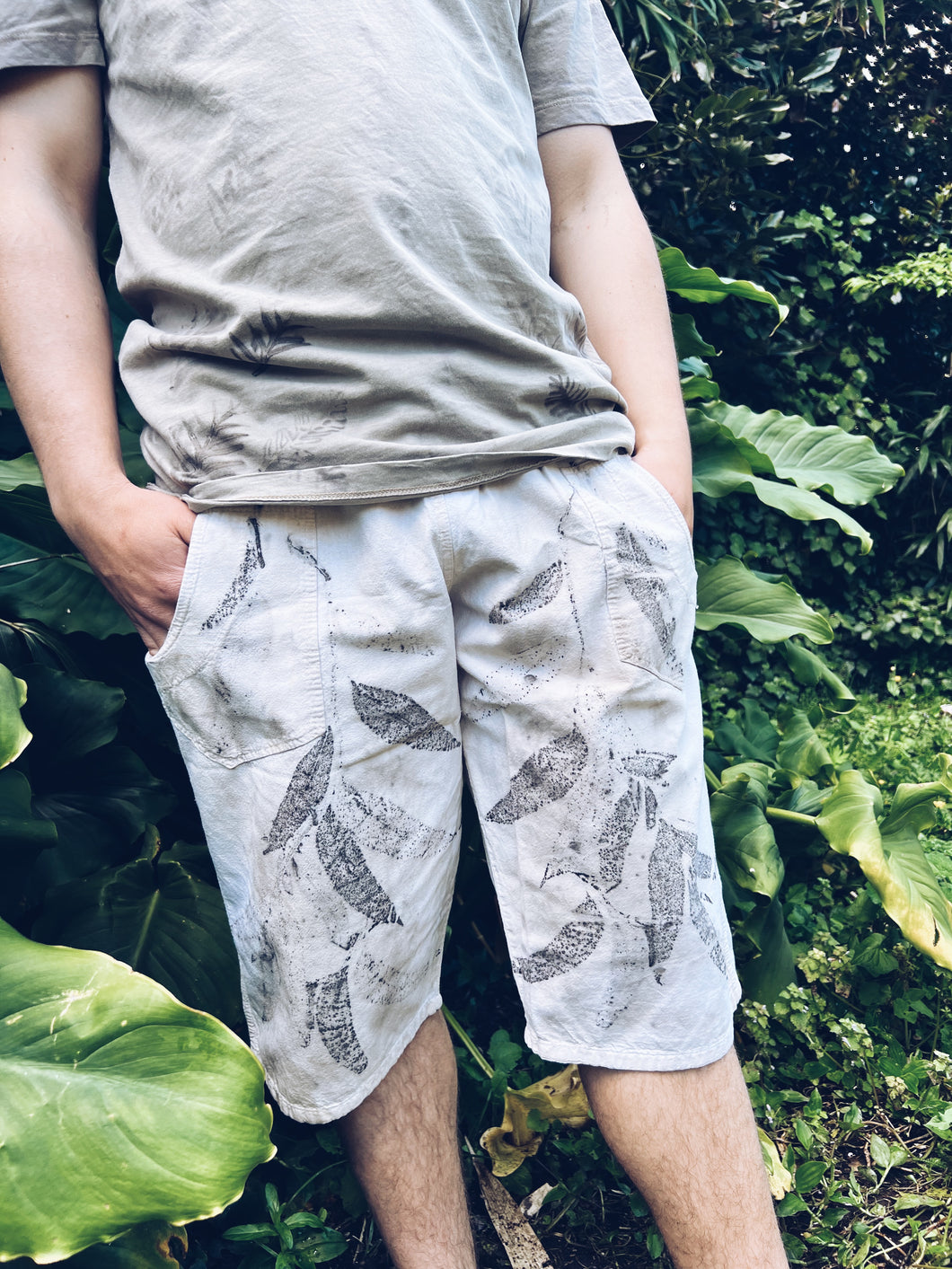 Mens Cream Shorts - Linen S/M