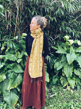 Load image into Gallery viewer, Handwoven Ikat thin Scarf - Java - Yellow - Homegrown Botanica
