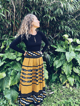 Load image into Gallery viewer, Handwoven Ikat Skirt - Java - Yellow &amp; Black - Homegrown Botanica
