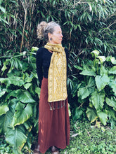 Load image into Gallery viewer, Handwoven Ikat thin Scarf - Java - Yellow - Homegrown Botanica
