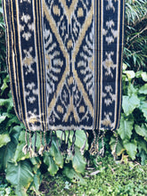 Load image into Gallery viewer, Handwoven Ikat thin Scarf  - Java - Black &amp; Yellow - Homegrown Botanica
