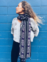 Load image into Gallery viewer, Handwoven Ikat thin Scarf  - Java - Purple - Homegrown Botanica
