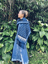 Load image into Gallery viewer, Handwoven Indigo Ikat Scarf  - Java - Indigo Blue - Homegrown Botanica
