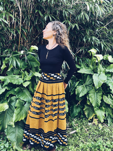 Handwoven Ikat Skirt - Java - Yellow & Black - Homegrown Botanica