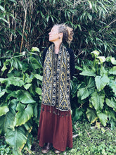 Load image into Gallery viewer, Handwoven Ikat thin Scarf  - Java - Black &amp; Yellow - Homegrown Botanica
