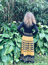 Load image into Gallery viewer, Handwoven Ikat Skirt - Java - Yellow &amp; Black - Homegrown Botanica
