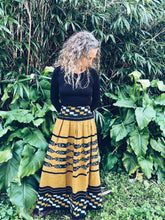 Load image into Gallery viewer, Handwoven Ikat Skirt - Java - Yellow &amp; Black - Homegrown Botanica
